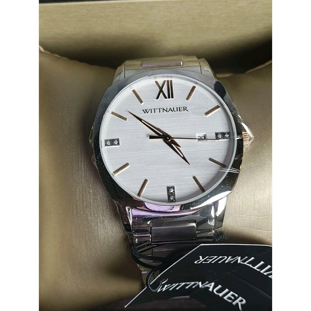 Nwt Wittnauer $525 WN3098 Store Display 9.7 /10 Men's Monserrat White Dial Watch